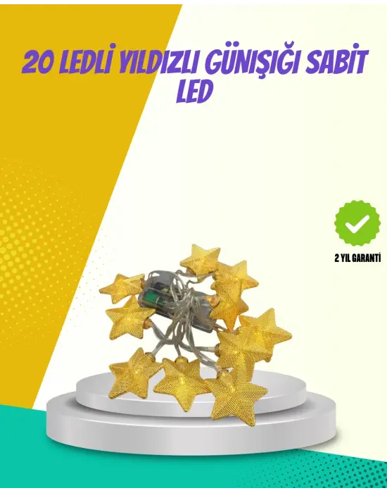 Dekoratif Yıldız Led Aydınlatma 20 Ledli 5 Metre Günışığı