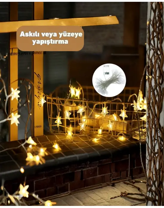 Dekoratif Yıldız Led Aydınlatma 20 Ledli 5 Metre Günışığı