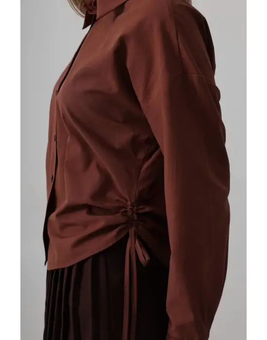 Omarı Kadın Basic Gömlek - Koyu Kahve