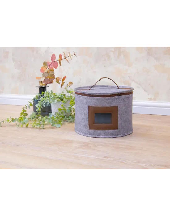 Omarı Yuvarlak Deri Şeritli Organizer Kutu Çanta