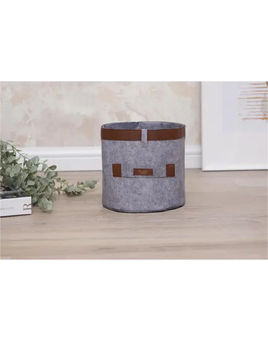 Omarı Deri Şeritli Yuvarlak Organizer Kutu