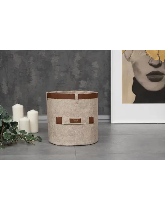 Omarı Deri Şeritli Yuvarlak Organizer Kutu