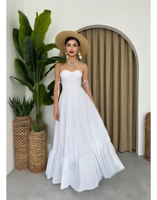 Omarı Şık Siyah İp Askılı Elbise