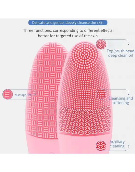 Omarı İnce Kaba Silikon Uçlu Elektrikli Yüz Temizleyici Fırça