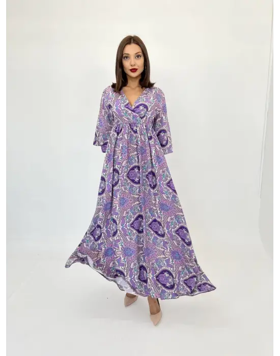 Omarı İnce Dokunuşlu Mor Elbise