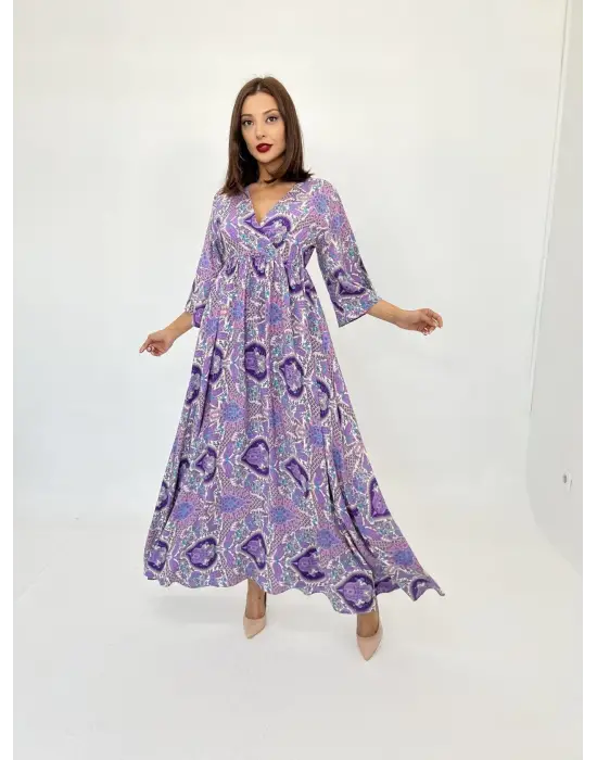 Omarı İnce Dokunuşlu Mor Elbise