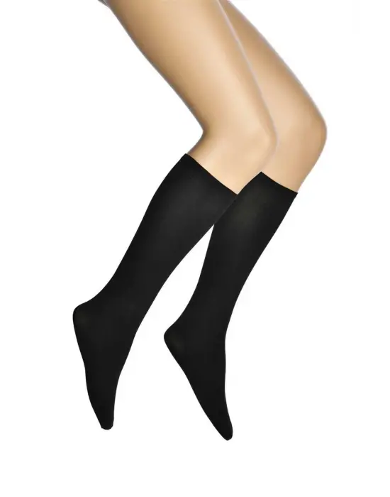 Omarı Siyah Mikro 70 Dizaltı Kadın Çorap Seti