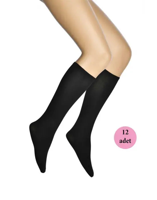 Omarı Siyah Mikro 70 Dizaltı Kadın Çorap Seti