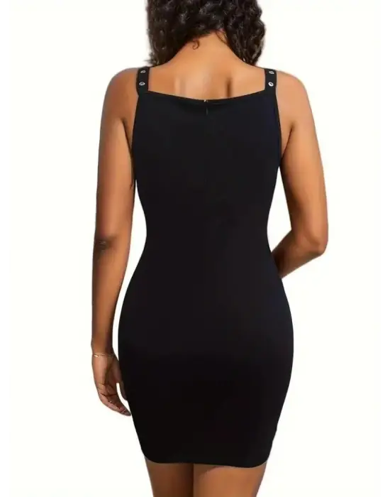 Omarı Derin V Yakalı Janjan Krep Elbise