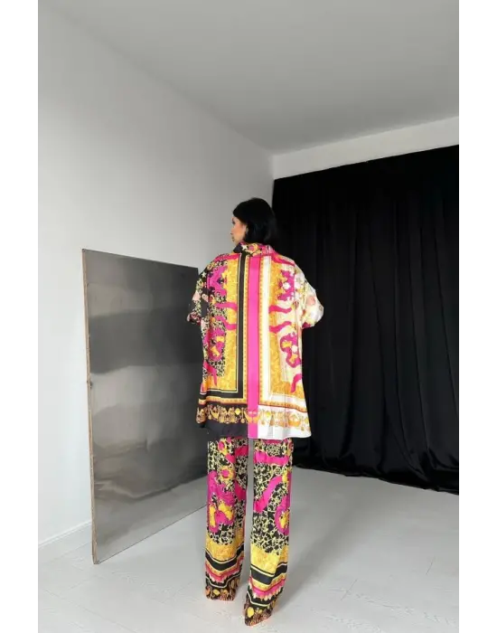 Omarı Desenli Gömlek ve Pantolon Takımı