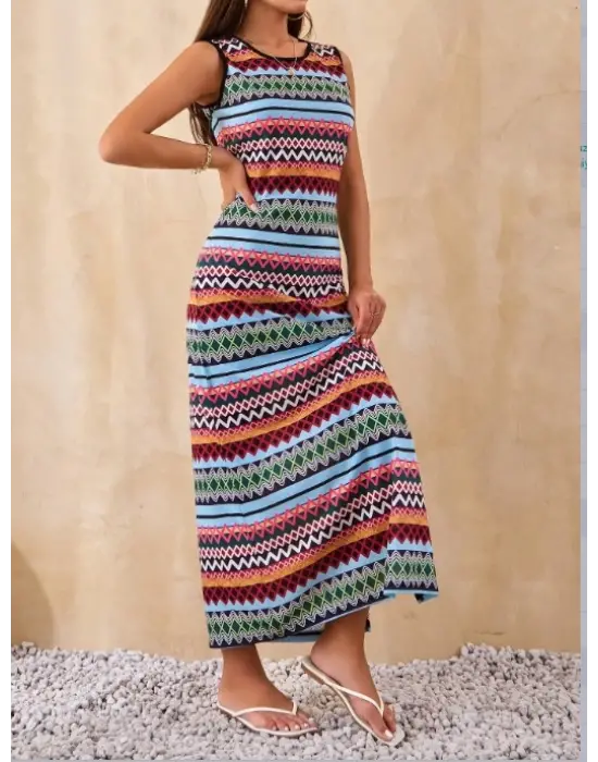 Omarı Desenli Supreme Elbise