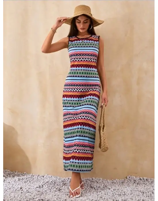 Omarı Desenli Supreme Elbise