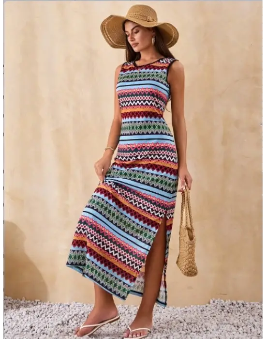 Omarı Desenli Supreme Elbise