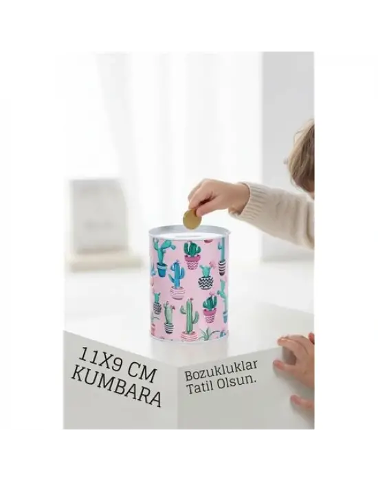 Desenli Metal Kumbara | 11x9 cm - Tasarruf ve Dekorasyon Bir Arada