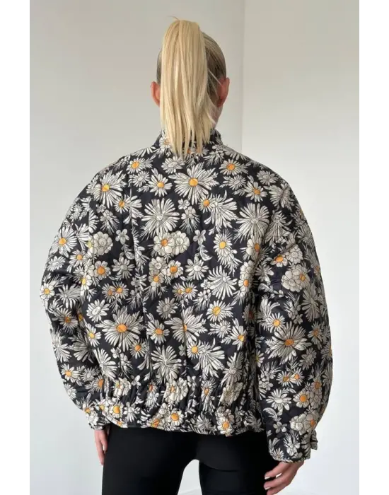 Omarı Papatya Desenli Şık Mont