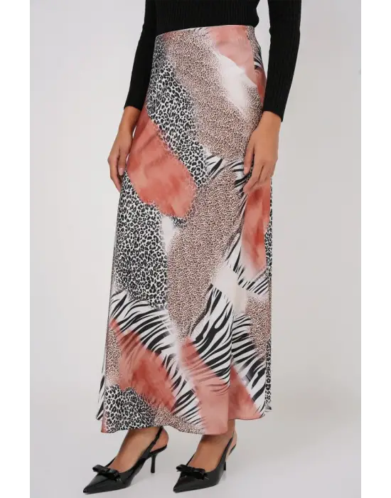 Desenli Saten Etek 15877 - Turuncu