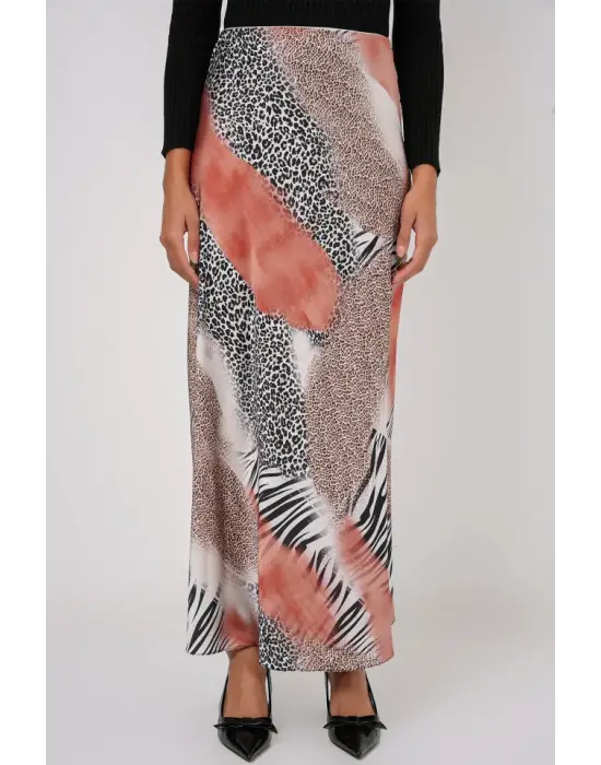 Desenli Saten Etek 15877 - Turuncu