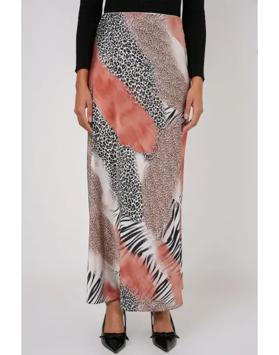 Desenli Saten Etek 15877 - Turuncu