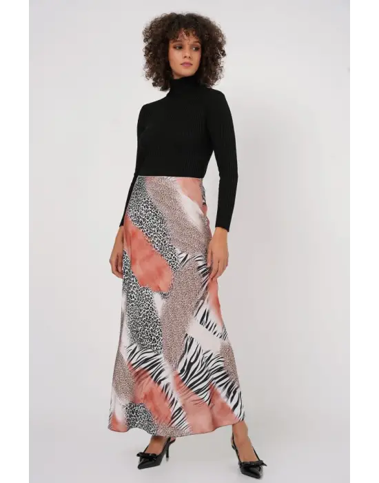 Desenli Saten Etek 15877 - Turuncu