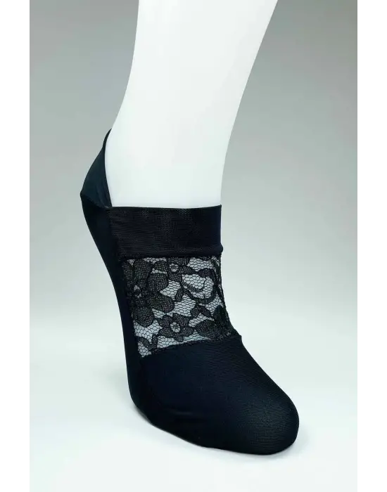 Omarı Transparan Desenli Kadın Fantezi Babet Çorap Seti