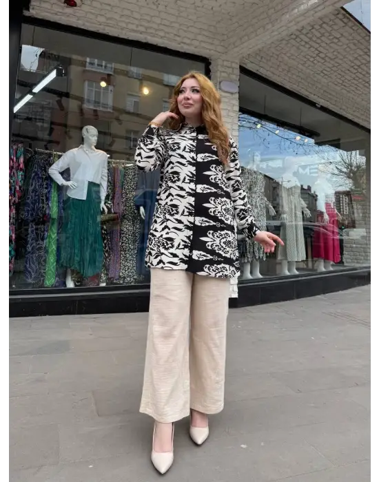Omarı Şık Desenli Tunik Gömlek - Moda ve Rahatlık Bir Arada