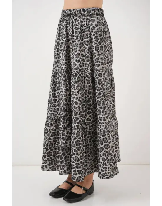 Desenli Uzun Etek 8053 - Antrasit