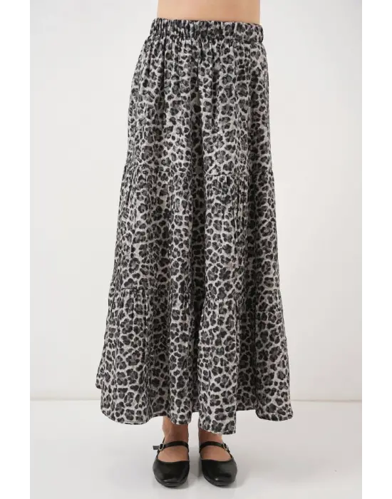 Desenli Uzun Etek 8053 - Antrasit