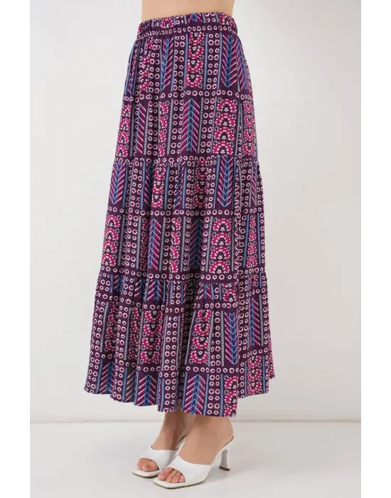 Trend Desenli Uzun Etek
