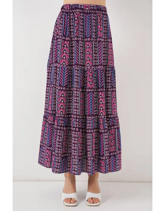 Trend Desenli Uzun Etek