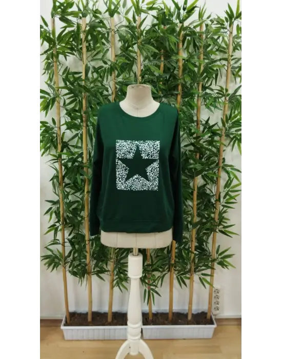 Omarı Desenli Viskon Uzun Kollu Kadın Bluzu