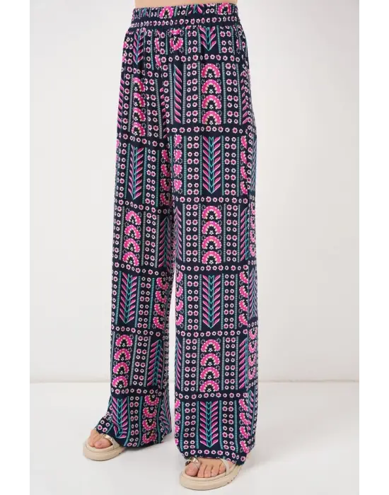 Desenli Viskon Pantolon 6749 - Lacivert