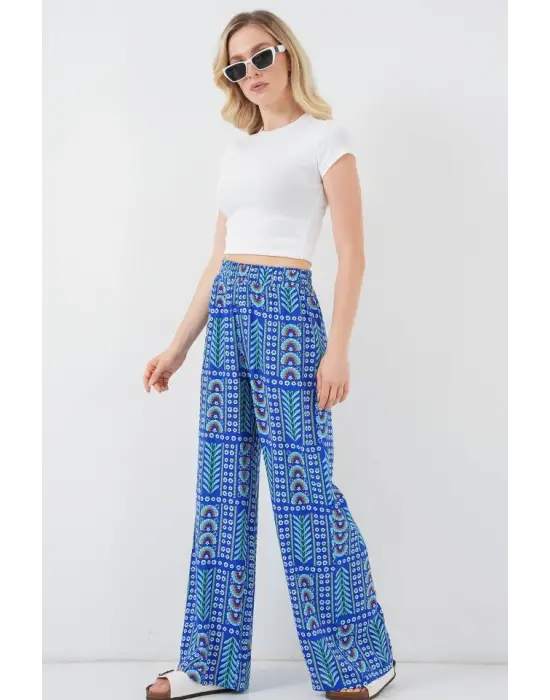 Desenli Viskon Pantolon 6749 - Saks