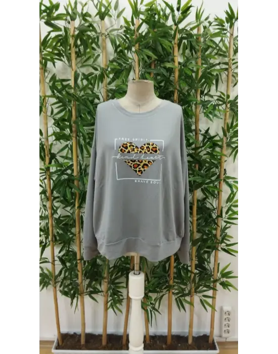 Omarı Desenli Viskon Uzun Kollu Kadın Bluzu