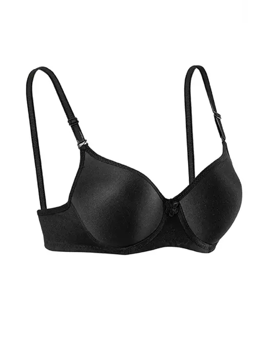 Omarı Yüksek Destekli Siyah Slikonlu Düz Sütyen