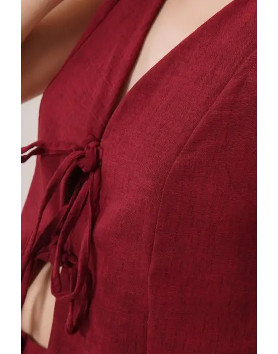 Omarı Detaylarıyla Öne Çıkan Bordo İkili Takım