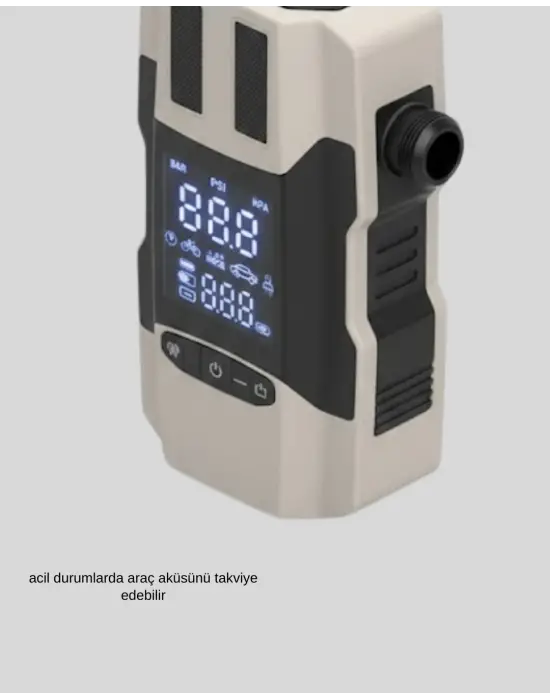 Dijital Ekranlı Araç Pompası Akü Takviye Powerbank 12.000 Mah