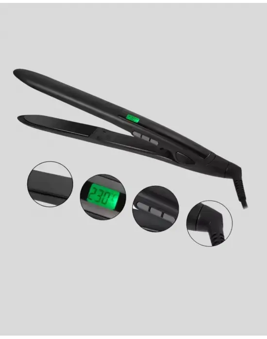 Dijital Ekranlı Isı Ayarlı Saç Düzleştirici –  Titanyum Plaka, Seyahat Dostu Tasarım