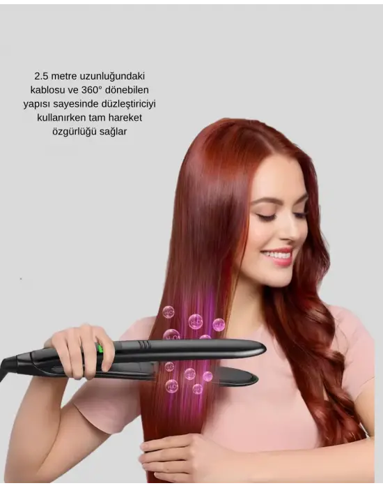 Dijital Ekranlı Isı Ayarlı Saç Düzleştirici –  Titanyum Plaka, Seyahat Dostu Tasarım