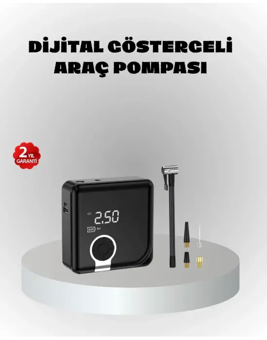 Dijital Ekranlı Şarjlı Hava Kompresörü 150 Psı Güçlü Motorlu