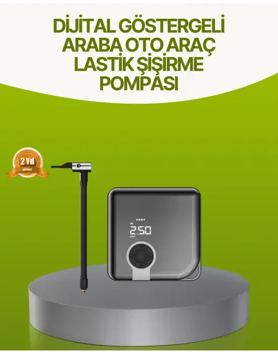 Dijital Ekranlı Taşınabilir Akıllı Araç Hava Kompresörü