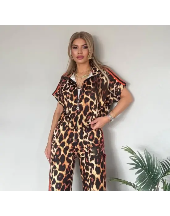 Omarı Dalgıç Kumaş Leopar Desenli Takım