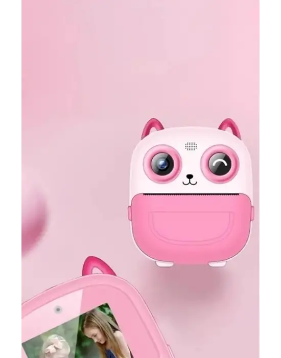 Dijital Video Fotoğraf App Destekli Çocuk Kamerası Termal Resim Kağıt Baskılı Yazıcı Pembe