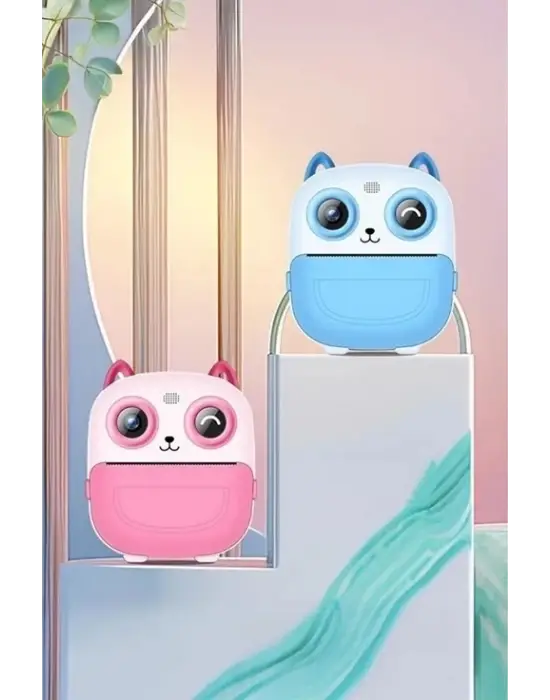 Dijital Video Fotoğraf App Destekli Çocuk Kamerası Termal Resim Kağıt Baskılı Yazıcı Pembe