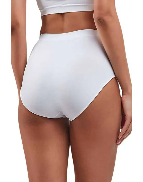 Omarı Yüksek Bel Dikişsiz İz Yapmayan Beyaz Slip Külot