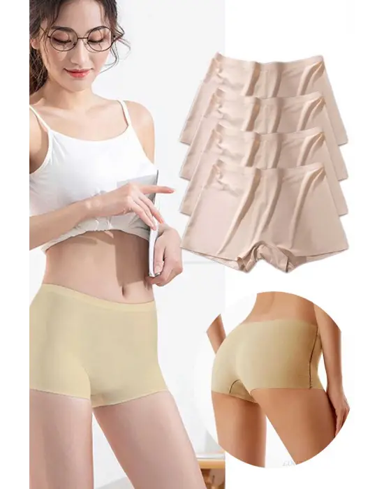 Omarı Dikişsiz Görünmez Mini Şort Boxer Ten