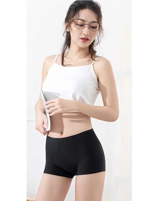 Omarı Dikişsiz İz Yapmayan Mini Şort Boxer Siyah