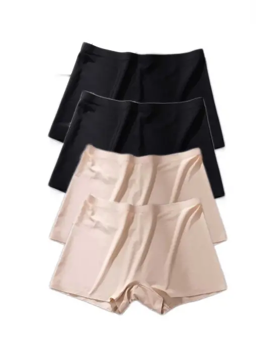 Omarı Dikişsiz Mini Şort Boxer Siyah Ten