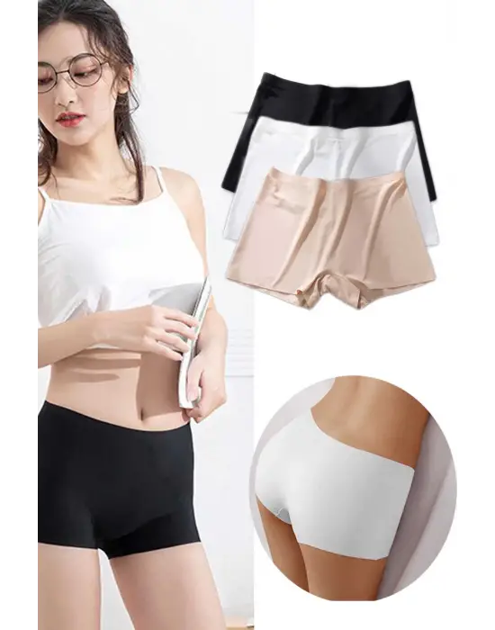 Omarı Dikişsiz Mini Boxer Şort Seti Siyah Beyaz Ten