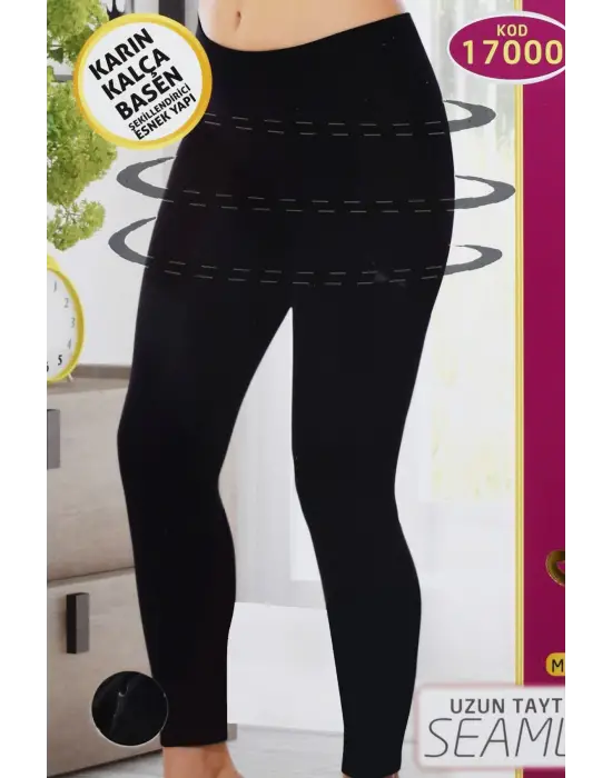 Omarı Dikişsiz İz Bırakmayan Uzun Tayt Siyah