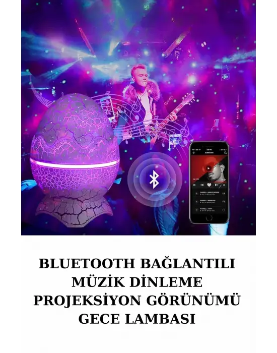 Dinozor Speaker Renk Değiştirme Projeksiyon Modu Bluetooth Hoparlör Gece Lambası